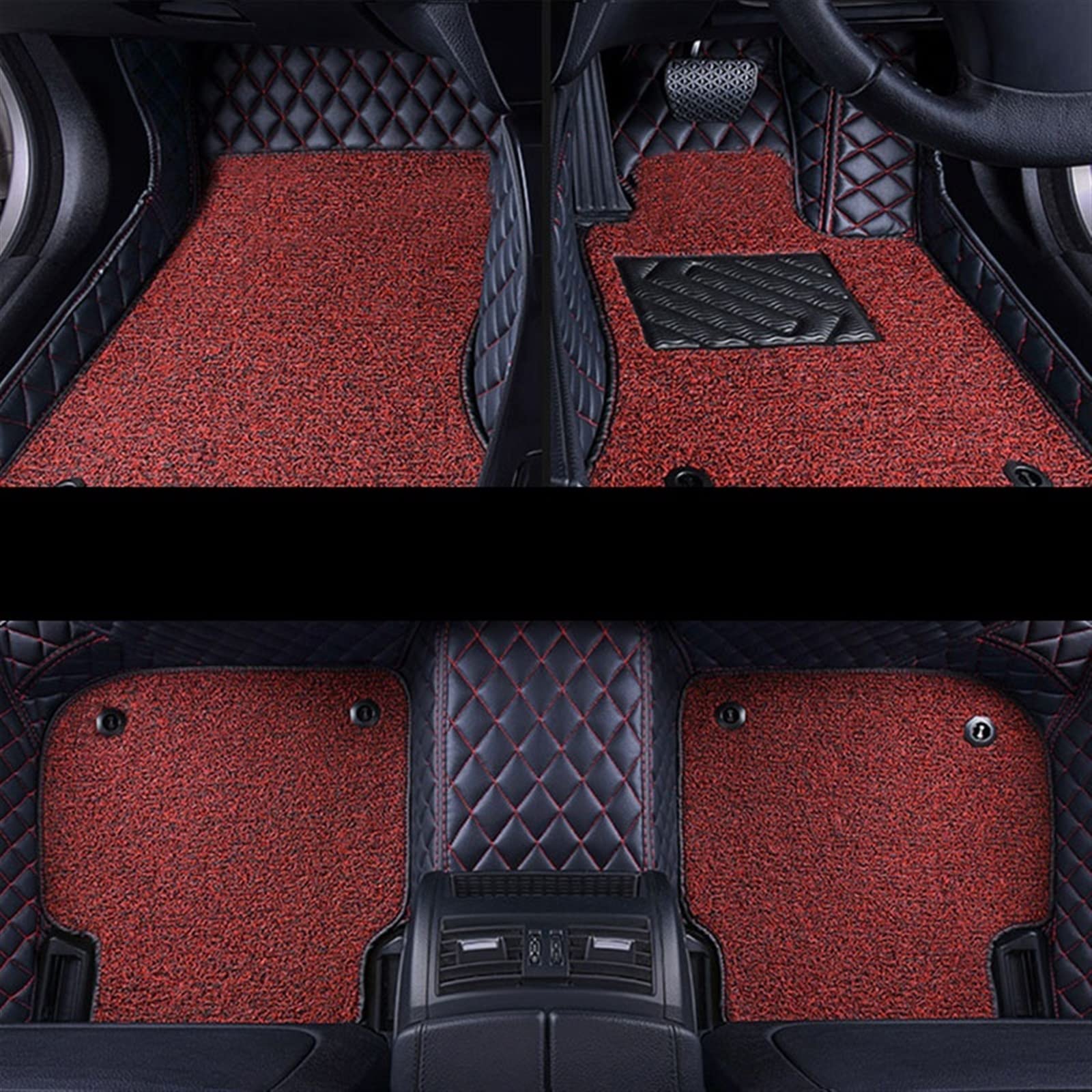 RHD-Auto-Fußmatten Für Toyota Für CHR Für C-HR 2020 2019 2018 2017 2016 Auto Double Layer Wire Loop Carpets Covers Auto Fußmatten Tepiche(3pcs-black red red) von SKINII