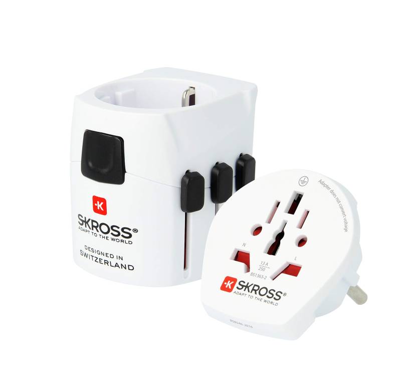 SKROSS | 1.103165 | PRO Light-World | Universal Reiseadapter Für 2- oder 3-polige Steckdosen - Von und für mehr als 200 Länder - Maximale Leistung 1535 Watt - Schutz vor Stromschlag von SKROSS