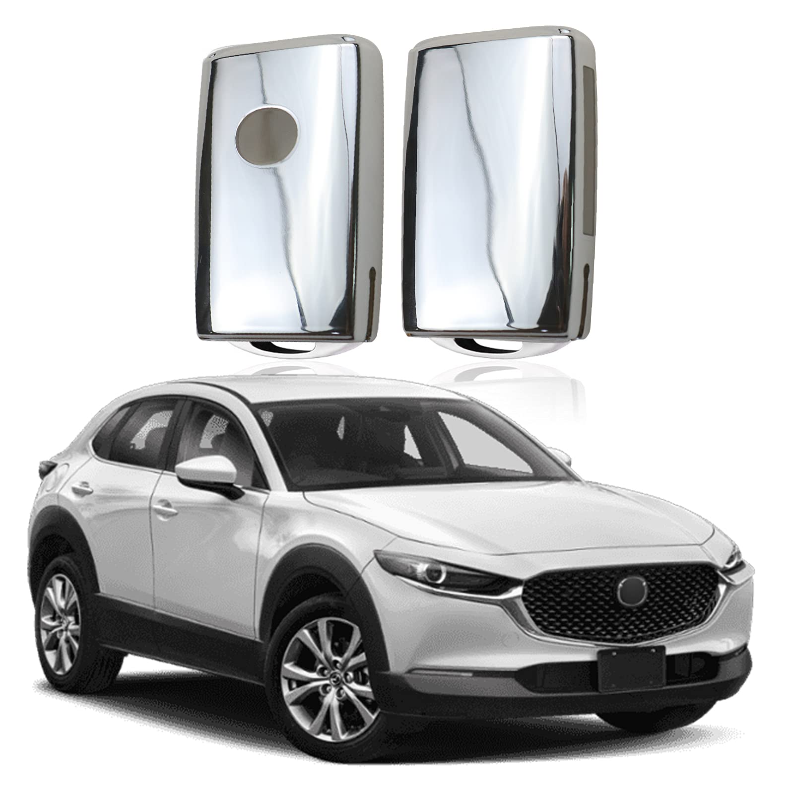 Autoschlüssel Hülle für Mazda 3 CX-30 CX-5 CX-8 2019-2023 2024 TPU Schlüsselhülle Cover (Silberweiß) von SKTU