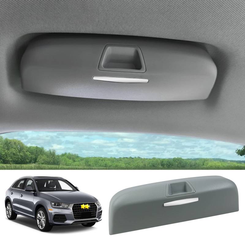 SKTU Auto Brillenetui kompatibel mit Audi A3 A4 A5 A6 C7 Q3 Q5 Q7 Sonnenbrillenhalter Brillen Aufbewahrungsbox ABS-Material Grau von SKTU