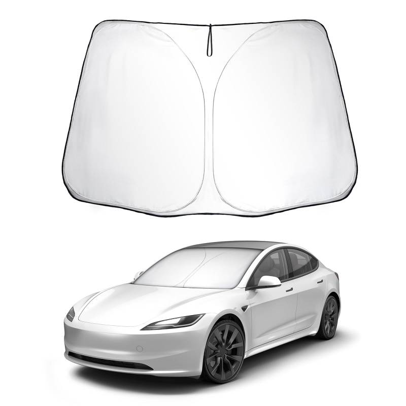 SKTU Sonnenschutz Frontscheiben kompatibel mit Tesla Model Y/Model 3 Innen Faltbar Frontscheibenabdeckung mit UV Schutz von SKTU