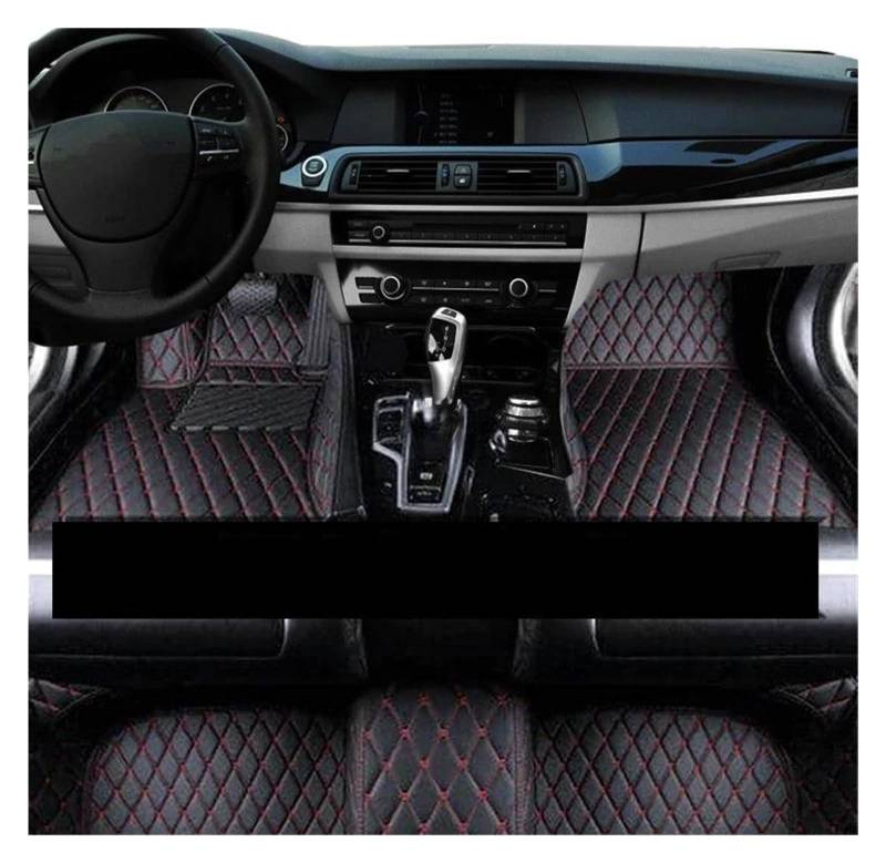 Fußmatten Auto-Matten für Seat für Alhambra für Mk2 7n 2011-2020 Pad Teppiche Set Ledermatte Auto Boden Teppiche Auto Zubehör Allwetterfußmatten(LHD Black Red) von SKUJYFDS