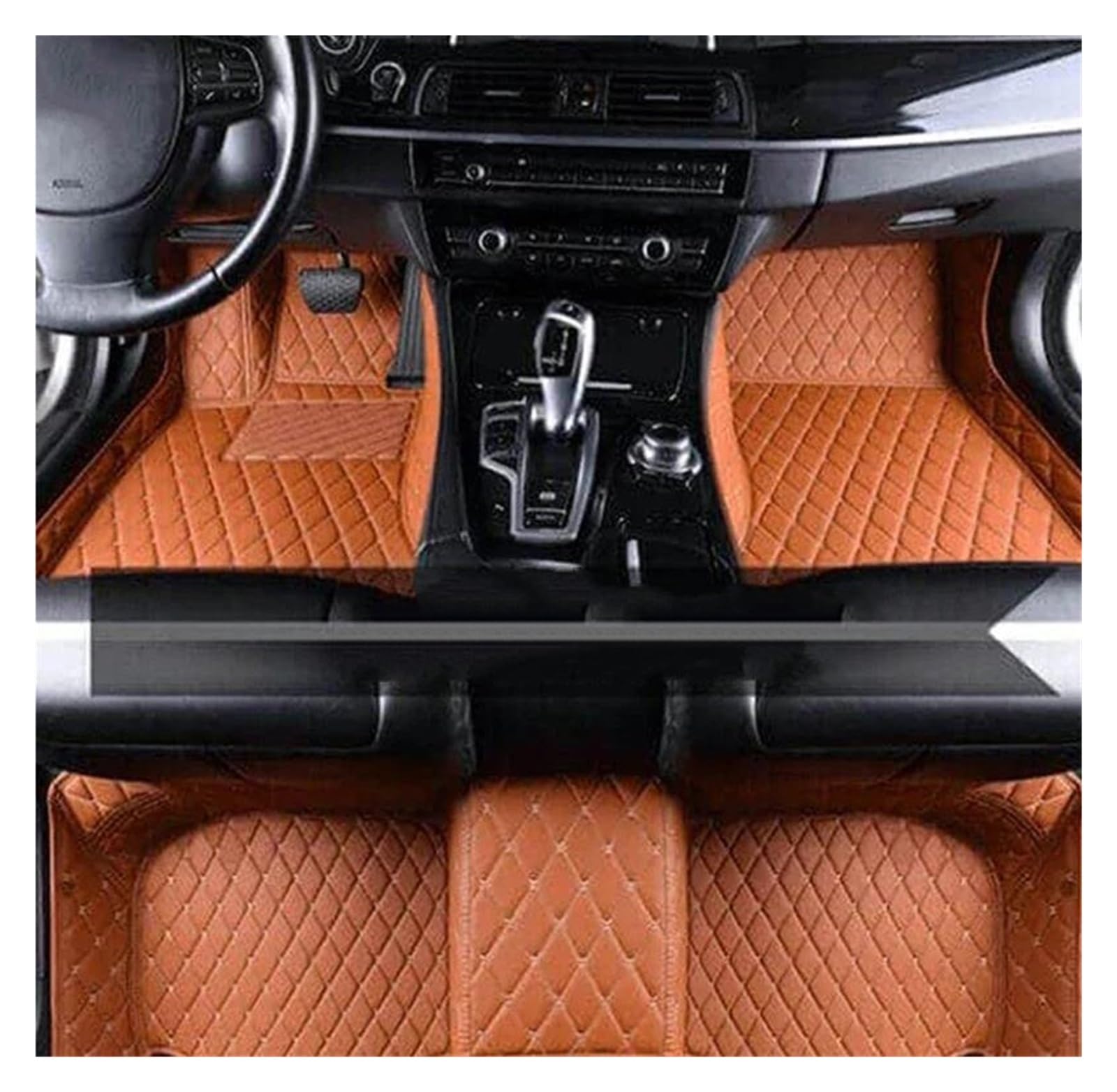 Fußmatten Auto-Matten für Seat für Alhambra für Mk2 7n 2011-2020 Pad Teppiche Set Ledermatte Auto Boden Teppiche Auto Zubehör Allwetterfußmatten(LHD Brown) von SKUJYFDS