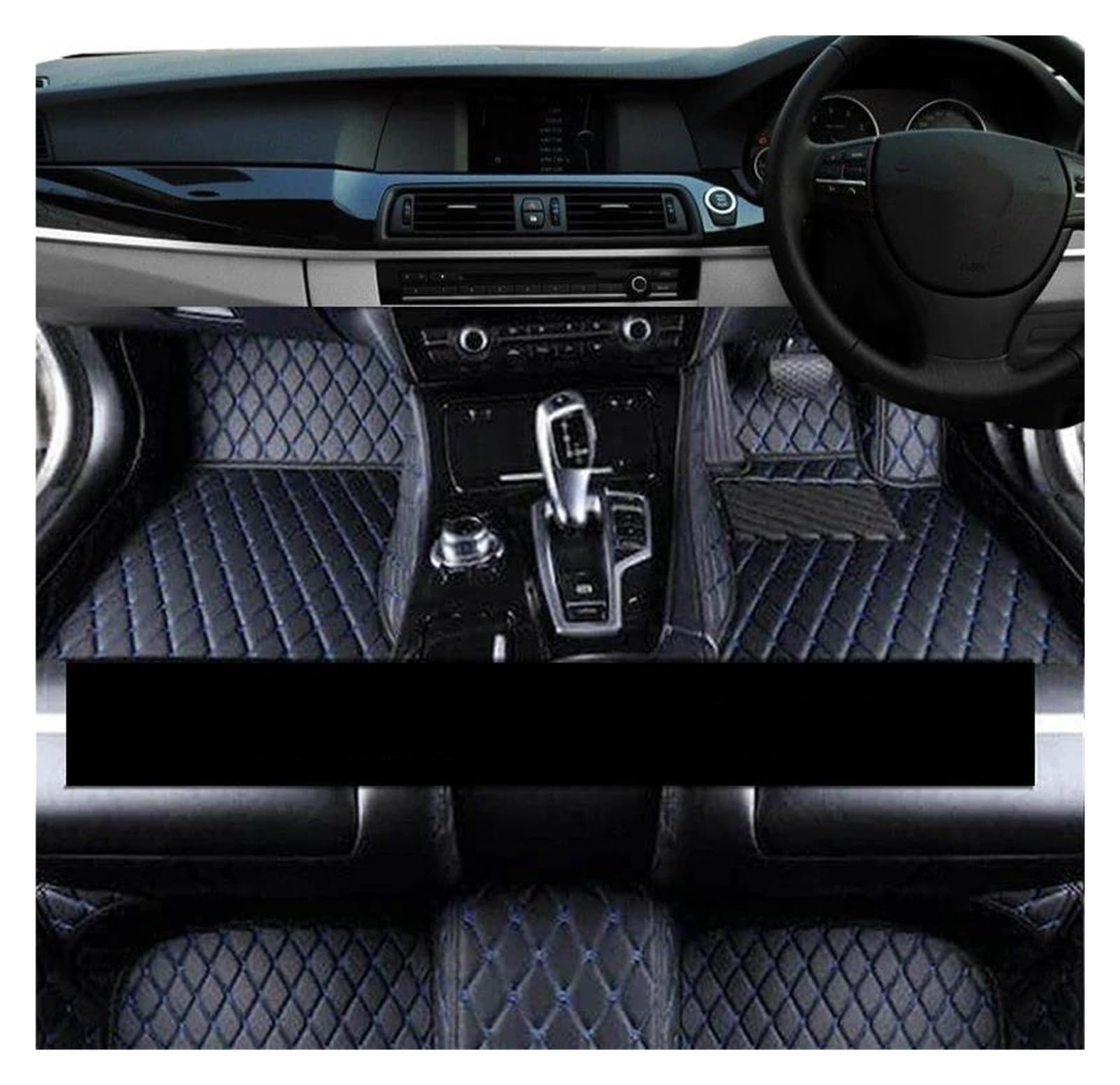 Fußmatten Auto-Matten für Seat für Alhambra für Mk2 7n 2011-2020 Pad Teppiche Set Ledermatte Auto Boden Teppiche Auto Zubehör Allwetterfußmatten(RHD Black Blue) von SKUJYFDS