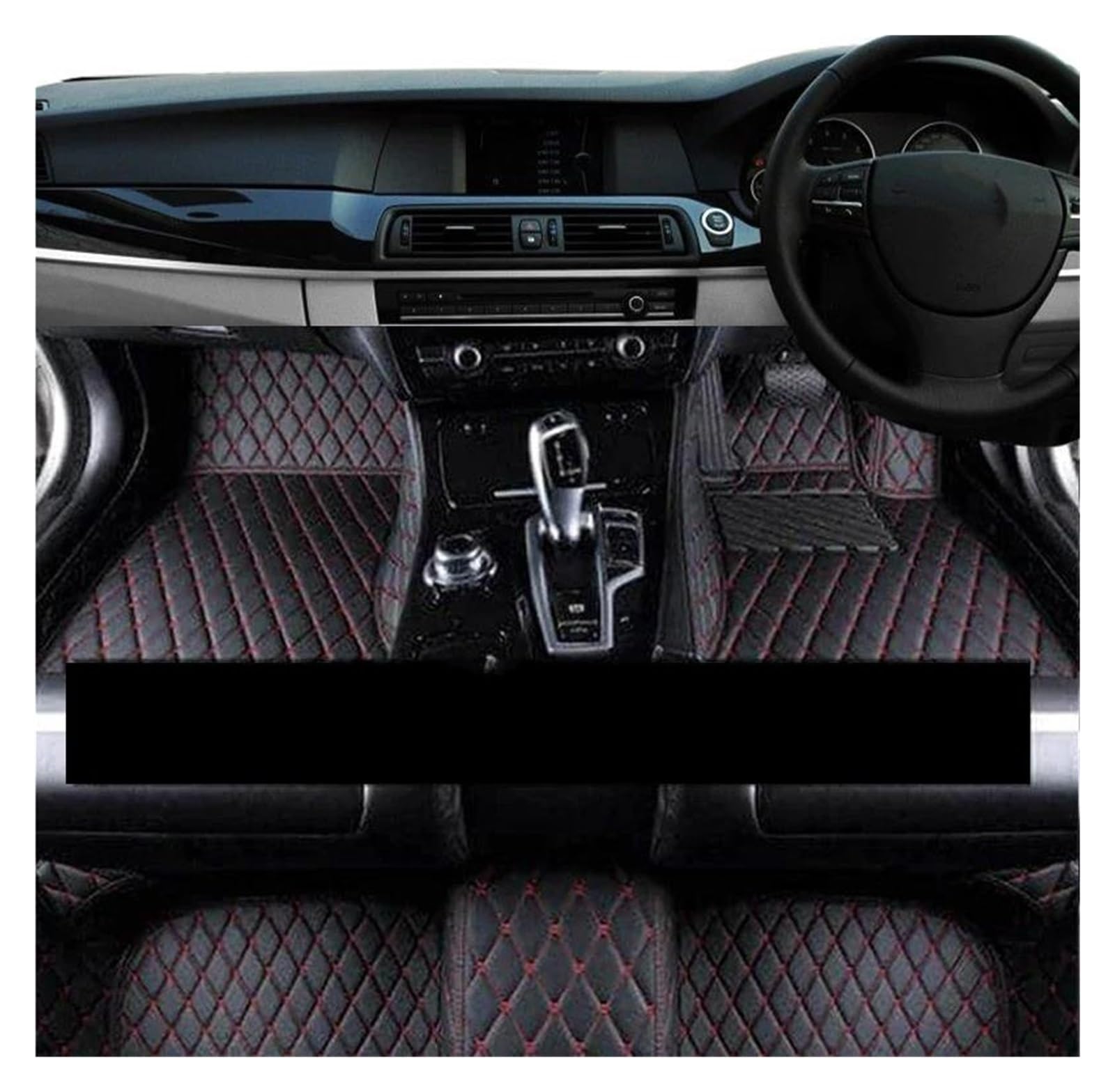 Fußmatten Auto-Matten für Seat für Alhambra für Mk2 7n 2011-2020 Pad Teppiche Set Ledermatte Auto Boden Teppiche Auto Zubehör Allwetterfußmatten(RHD Black Red) von SKUJYFDS