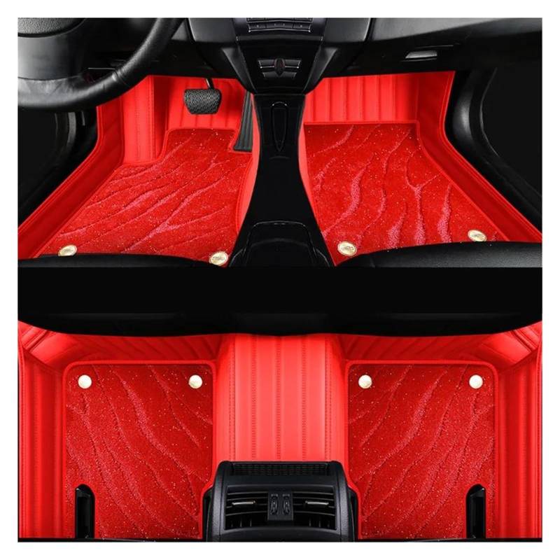 Fußmatten Echtes Leder Vollständig umgeben Fuß Pads Auto Fußmatten Für A7 2012-2018 Auto Innen Details Zubehör Teppich Allwetterfußmatten(Bright red) von SKUJYFDS