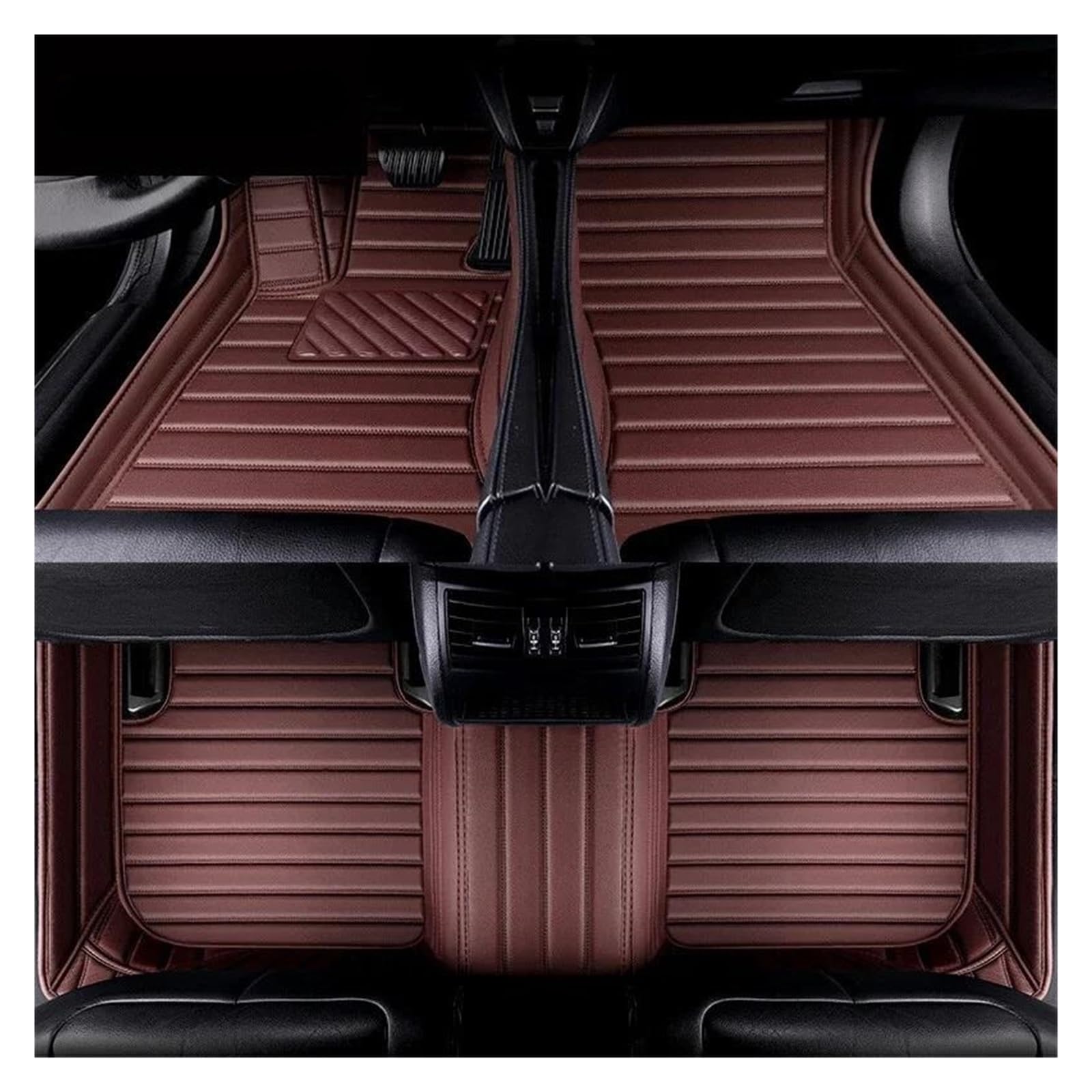 Fußmatten Kunstleder-Auto-Bodenmatte für Nissan für X-Trail 2008-2023 für GT-R 2012-2016 Autozubehör Allwetterfußmatten(Coffee 5 seat) von SKUJYFDS