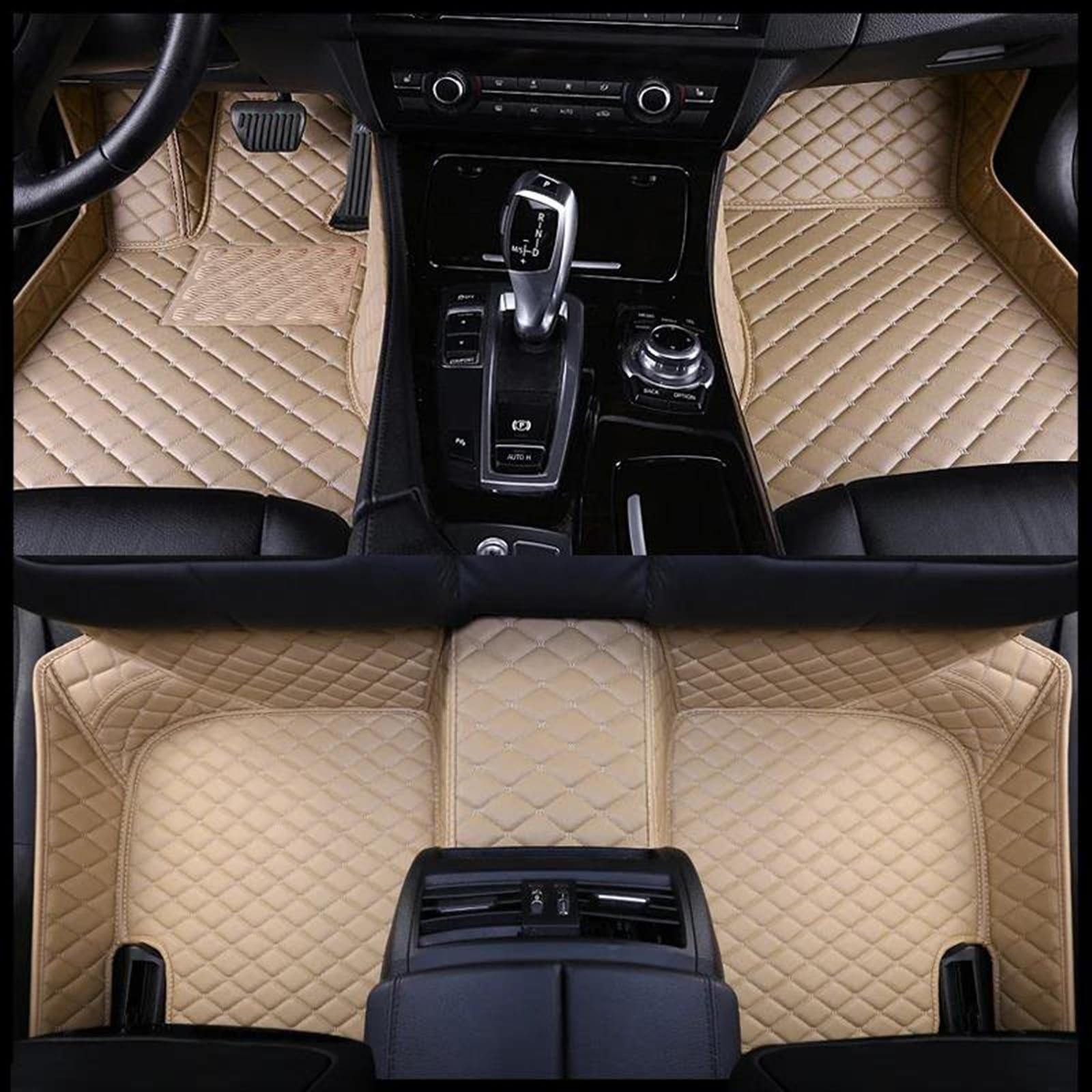 Fußmatten Maßgeschneiderte Leder-Auto-Fußmatten für VW für Passat B6 2007 2008 2009 2010 2011 Teppiche Fußpolster Zubehör Allwetterfußmatten(Beige) von SKUJYFDS