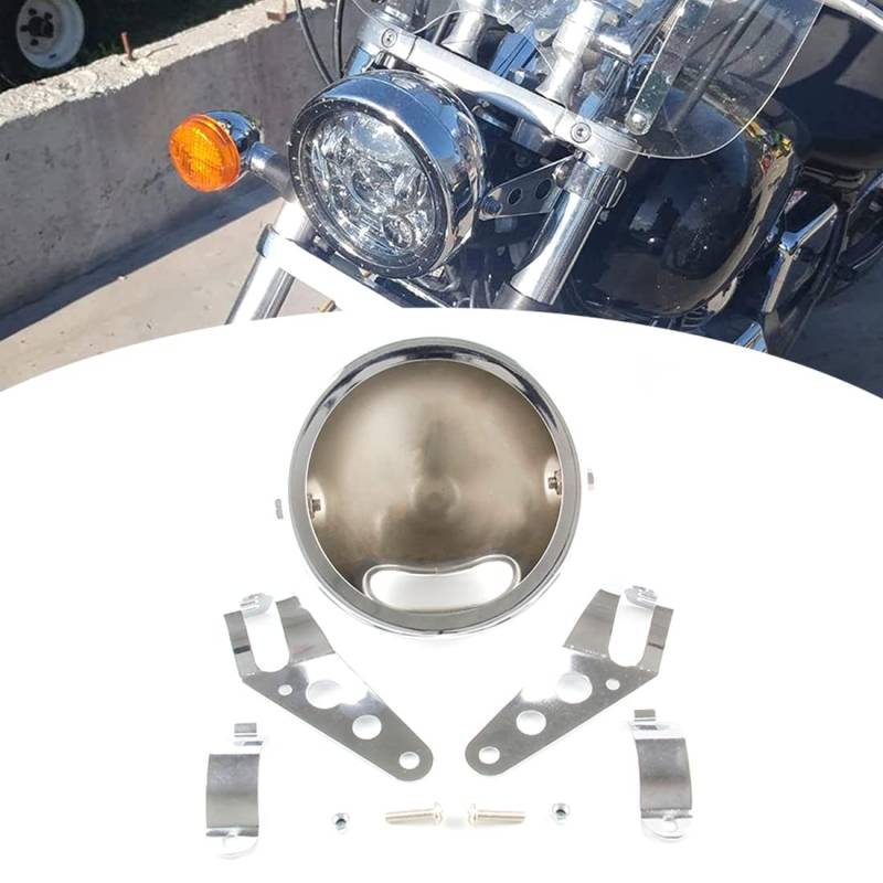 SKUNTUGUANG 5 3/4 5,75 Zoll LED-Scheinwerfer Daymaker Housing Bracket Eimer für Motorrad, Silber von SKUNTUGUANG