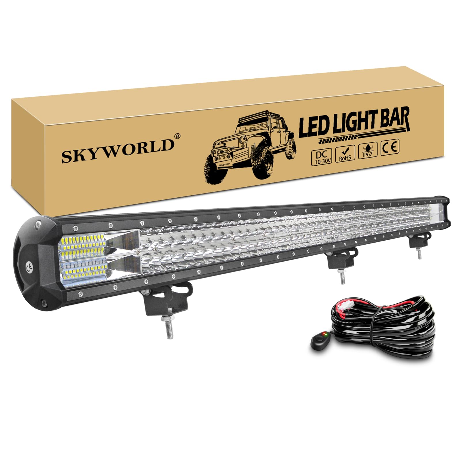 SKYWORLD 114 cm 612W LED Arbeitsscheinwerfer Bar Zusatzscheinwerfer LED Light Bar Auto Scheinwerfer Offroad Flutlicht Spotlight mit Kabelbaum für Auto Offroad SUV UTV ATV 12V 24V von SKYWORLD