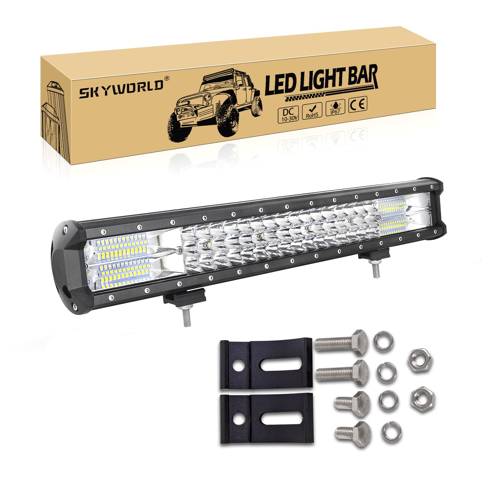 SKYWORLD 288W LED Nebelscheinwerfer 1 Stück,Wasserdicht IP67 Spot Flutlicht LED Arbeit Licht Bar Spot Offroad Scheinwerfer für Bagger Traktoren Schlepper Gabelstapler ATV Lkw offroad 4x4 von SKYWORLD