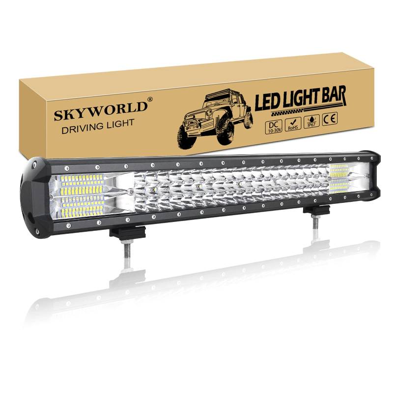 SKYWORLD Led Arbeitsscheinwerfer Bar, 23 Zoll 59cm 324W Zusatzscheinwerfer LED Scheinwerfer 12V 24V Auto LED Arbeit Licht Bar Wasserdicht Lightbar für 4x4 Offroad SUV UTV ATV KFZ Traktor von SKYWORLD