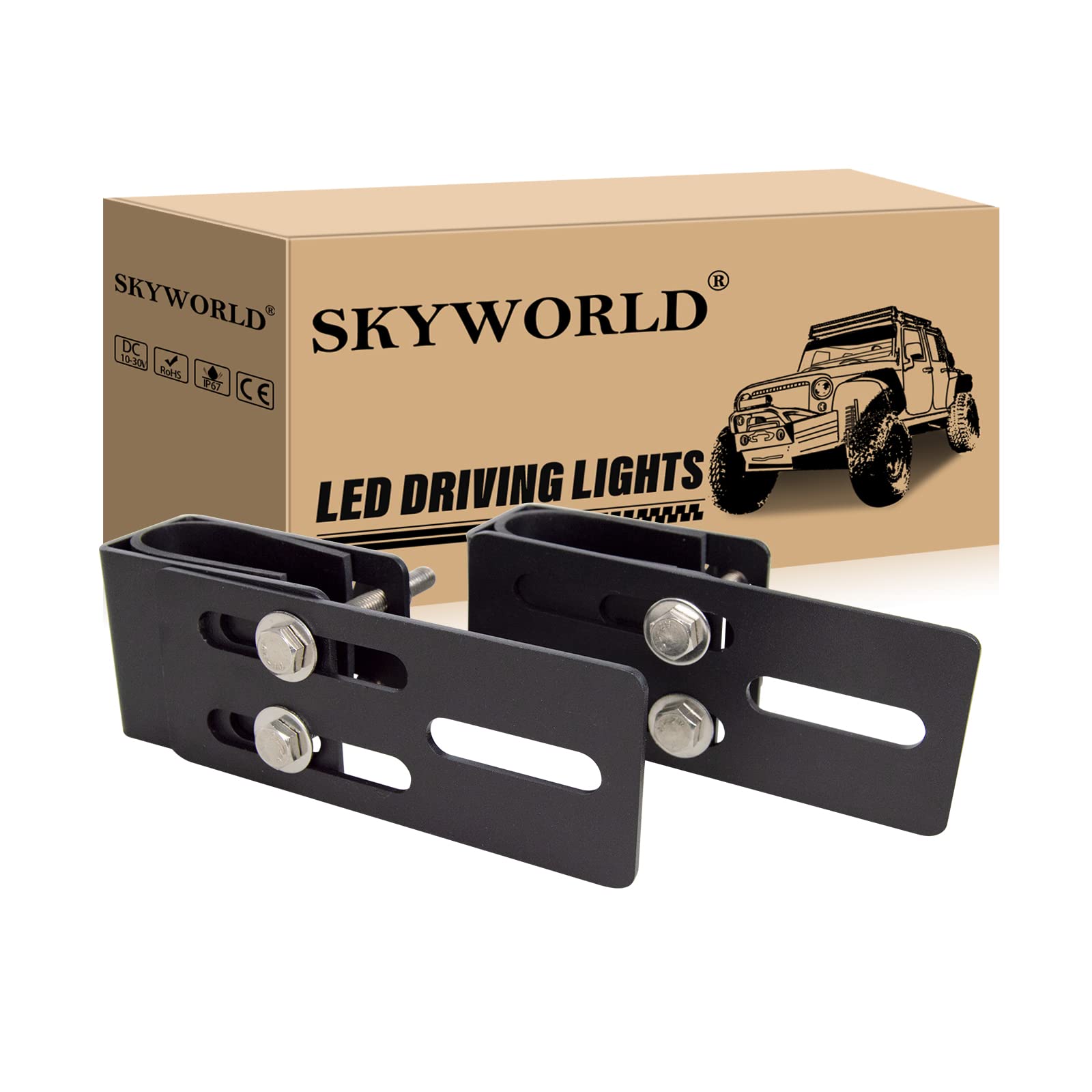 SKYWORLD 2x verstellbare Autodachträger Klemmhalterung Stoßstangenmontage Kit LED Lichtleiste Ständer Arbeitsscheinwerferhalter LED Arbeitslichtleiste ATV SUV Offroad Fahrzeugboot Wohnmobil von SKYWORLD