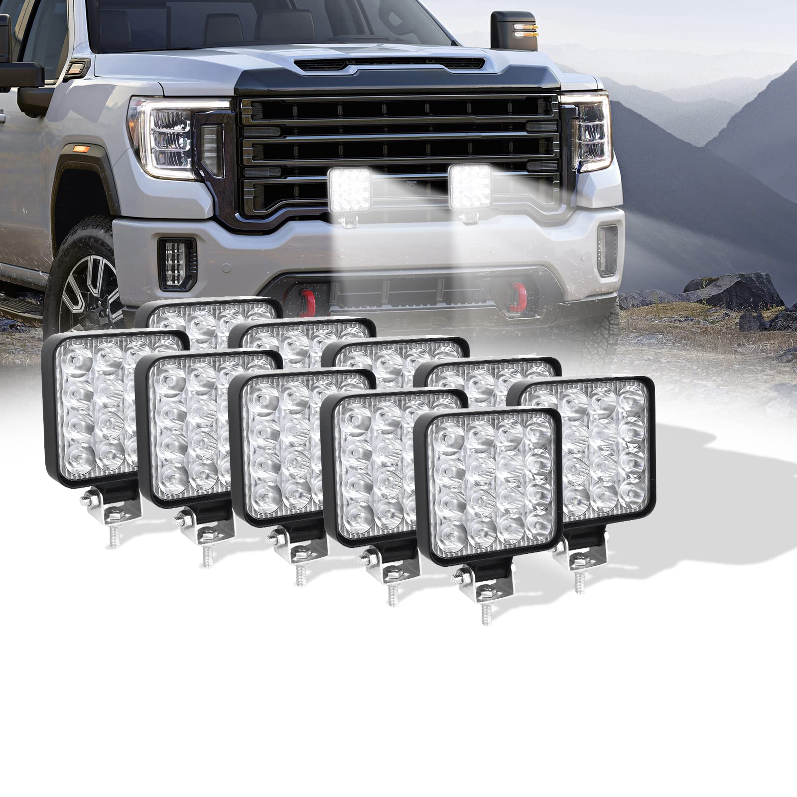 SKYWORLD 3.3 inch LED Pods Lights 48W Work Light 12V Spot Beam Off Road Driving Lights 6000K Car Lamp for Truck SUV Vehicles Atvs Utvs 10PCS von SKYWORLD