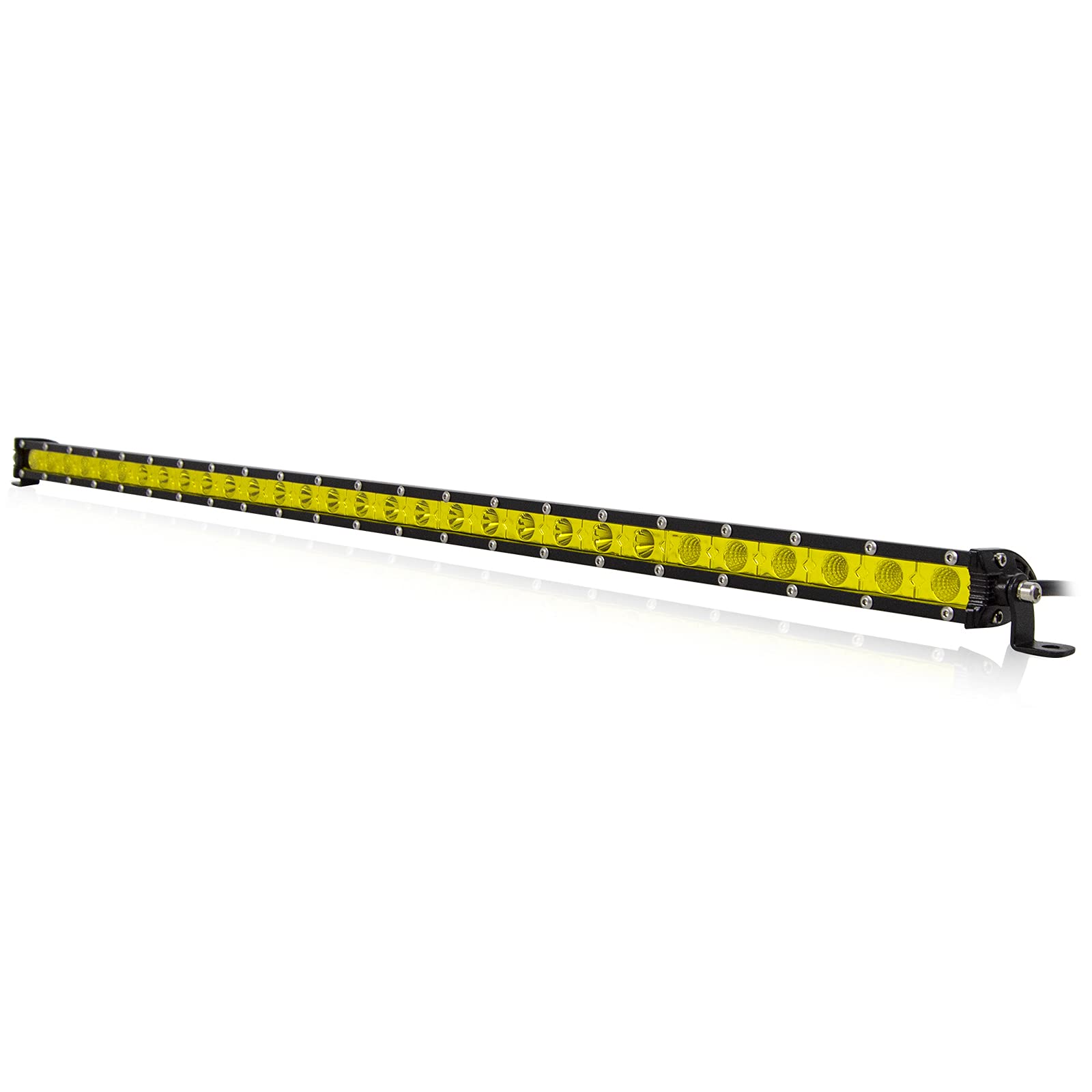 SKYWORLD 30 Zoll 76cm 150W Einreihige LED Zusatzscheinwerfer Bar Ultradünner Dünner Mini Spot Flood Offroad LED Wegfahrlichter Nebelscheinwerfer Bootsbeleuchtung Arbeitslicht, 3000K Gelb, 12V 24V von SKYWORLD