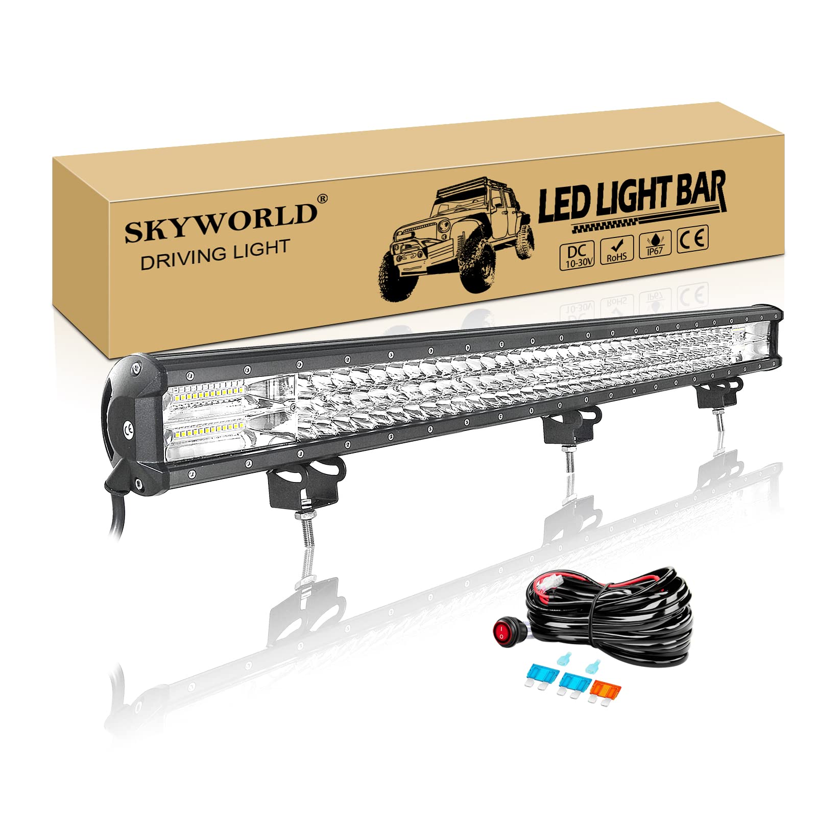 SKYWORLD Led Arbeitsscheinwerfer Bar mit 12V kabelbaum, 34 Zoll 86CM 468W Led bar Offroad Lichtbalken LED Arbeit Licht Bar Wasserdicht für 4x4 Auto SUV UTV ATV LKW Traktor von SKYWORLD