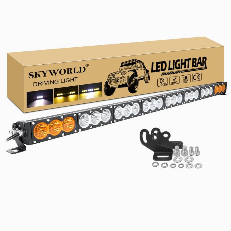 SKYWORLD 44 Zoll 240W Led Arbeitsscheinwerfer Bar Weiß Amber Led Scheinwerfer 12V 24V Zusatzscheinwerfer Offroad Beleuchtung Wasserdicht für 4x4 Auto Traktor SUV ATV UTV Lightbar von SKYWORLD