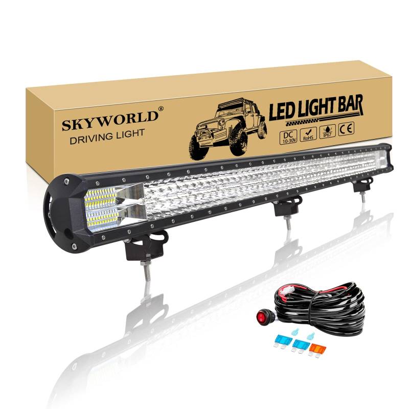 SKYWORLD Led Arbeitsscheinwerfer Bar mit 12V kabelbaum, 45 Zoll 115cm 612W Led bar Offroad Lichtbalken LED Arbeit Licht Bar Wasserdicht für 4x4 Auto SUV UTV ATV LKW Traktor von SKYWORLD