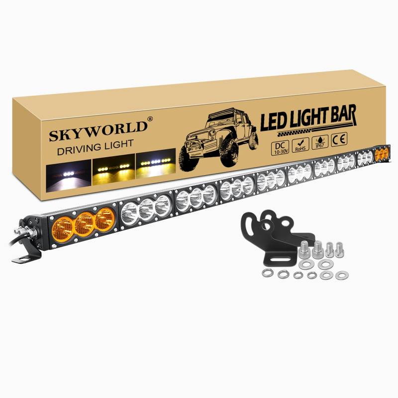 SKYWORLD 54 Zoll 300W Led Arbeitsscheinwerfer Bar Weiß Amber Led Scheinwerfer 12V 24V Zusatzscheinwerfer Offroad Beleuchtung Wasserdicht für 4x4 Auto Traktor SUV ATV UTV Lightbar von SKYWORLD