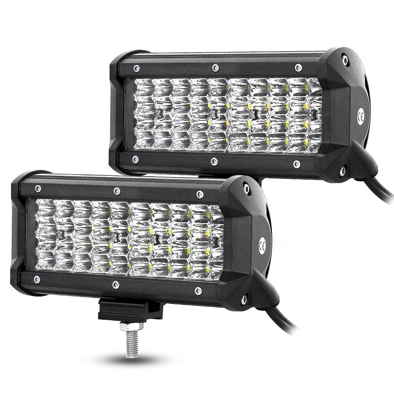 SKYWORLD 2Pcs 7 Zoll 18CM 120W Led Arbeitsscheinwerfer Bar 12V 24V Zusatzscheinwerfer Offroad Scheinwerfer Wasserdicht Led Strahler für 4x4 Auto Off road SUV UTV ATV Traktor Rückfahrscheinwerfer von SKYWORLD