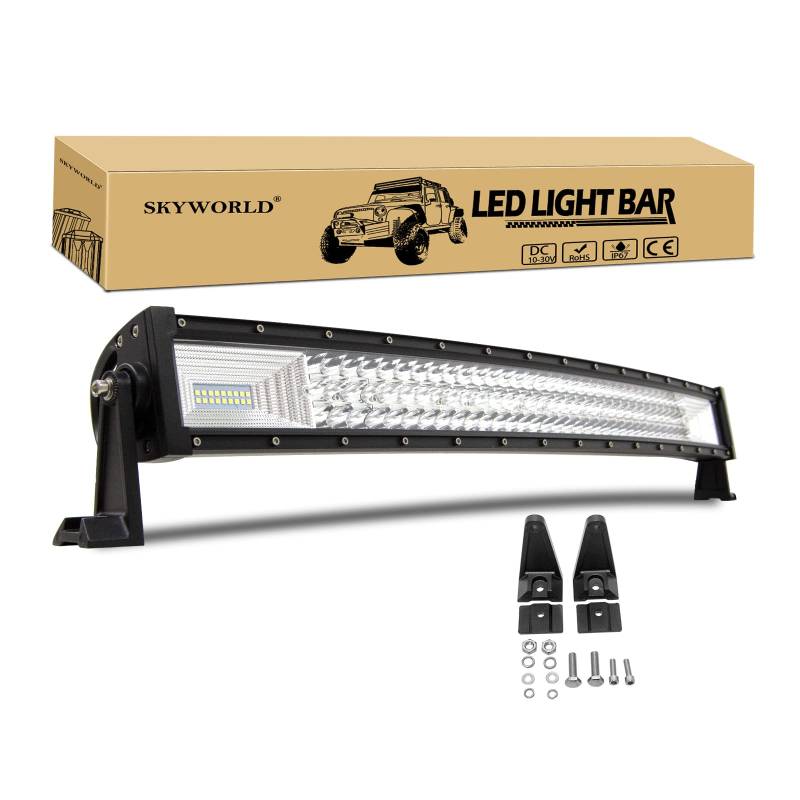 SKYWORLD 32 Zoll 80cm 405W Led Arbeitsscheinwerfer Bar Gebogen, 12V 24V Zusatzscheinwerfer Auto LED Arbeit Licht Bar Wasserdicht Lightbar für Auto SUV Offroad ATV LKW Traktor Fahrzeuge 4x4 von SKYWORLD