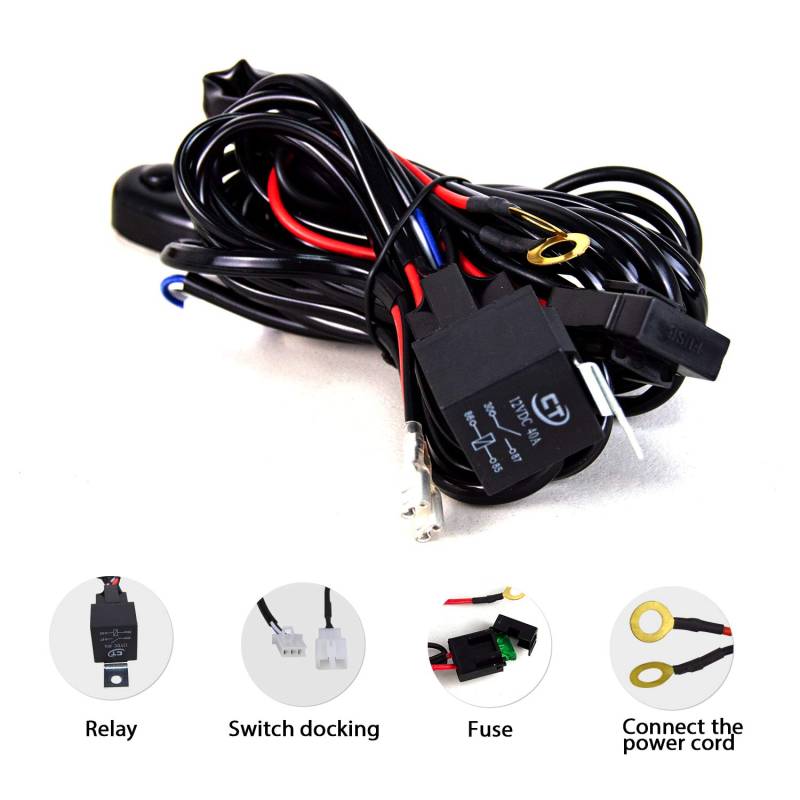 SKYWORLD Kabelbaum-Kit 1 Kabel 10ft für LED-Arbeitslichtleiste 12V Kabel EIN/AUS-Schalter Relais-Kabelbaum-Kit für ATV-Geländewagen UTV von SKYWORLD