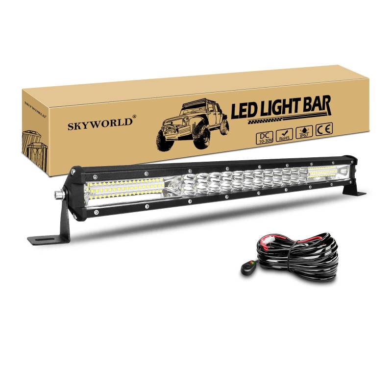 SKYWORLD LED Arbeit Licht Bar, 50cm 180W LED Arbeitsscheinwerfer Bar LED Scheinwerfer 12V 24V mit Kabelbaum, Flutlicht Reflektor Combo Zusatzscheinwerfer für Offroad Auto 4x4 Atvs Utvs von SKYWORLD