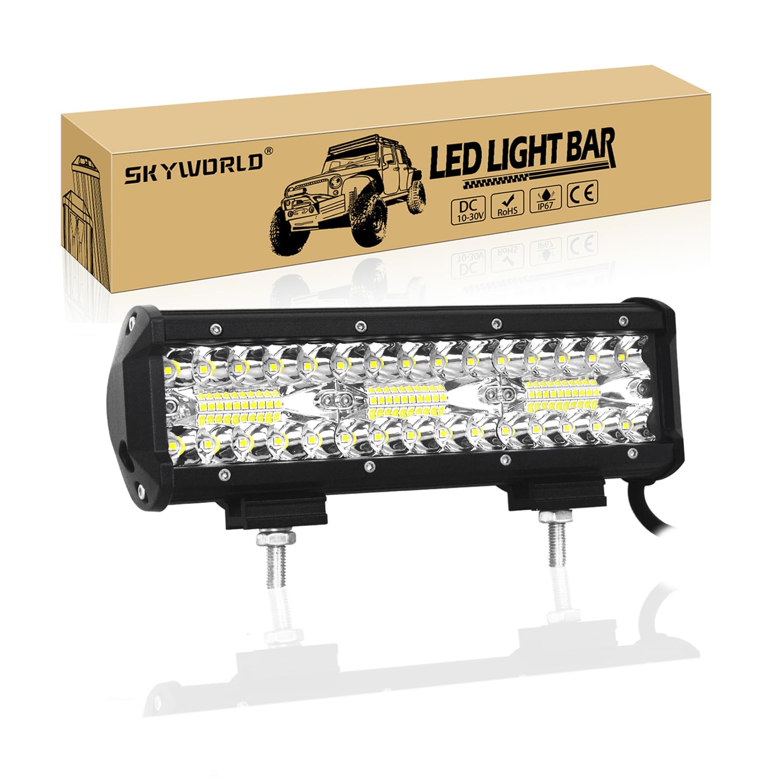 SKYWORLD LED Arbeitsscheinwerfer,180W Offroad Beleuchtung LED Bar 1 Stück,Wasserdicht IP67 Spot Offroad Scheinwerfer für Bagger Traktoren Schlepper Gabelstapler ATV Lkw offroad 4x4 von SKYWORLD