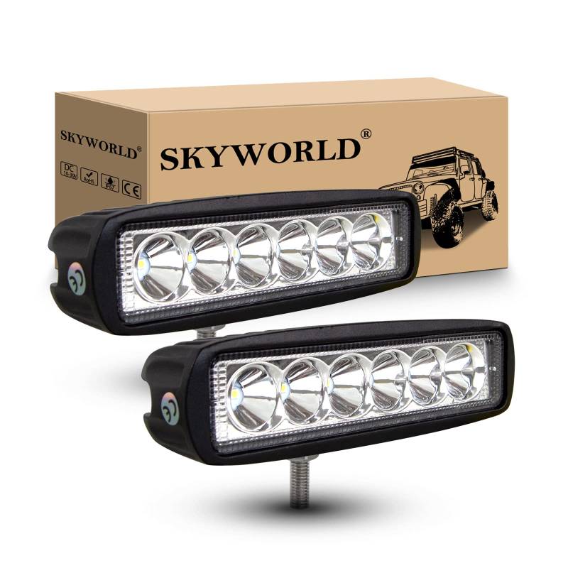 SKYWORLD LED Arbeitsscheinwerfer, 2 x 18W LED Scheinwerfer 12V 24V Rückfahrscheinwerfer Offroad Scheinwerfer Zusatzscheinwerfer 6000K IP67 Wasserdicht für Auto SUV Truck Traktor oder schweres Gerät von SKYWORLD