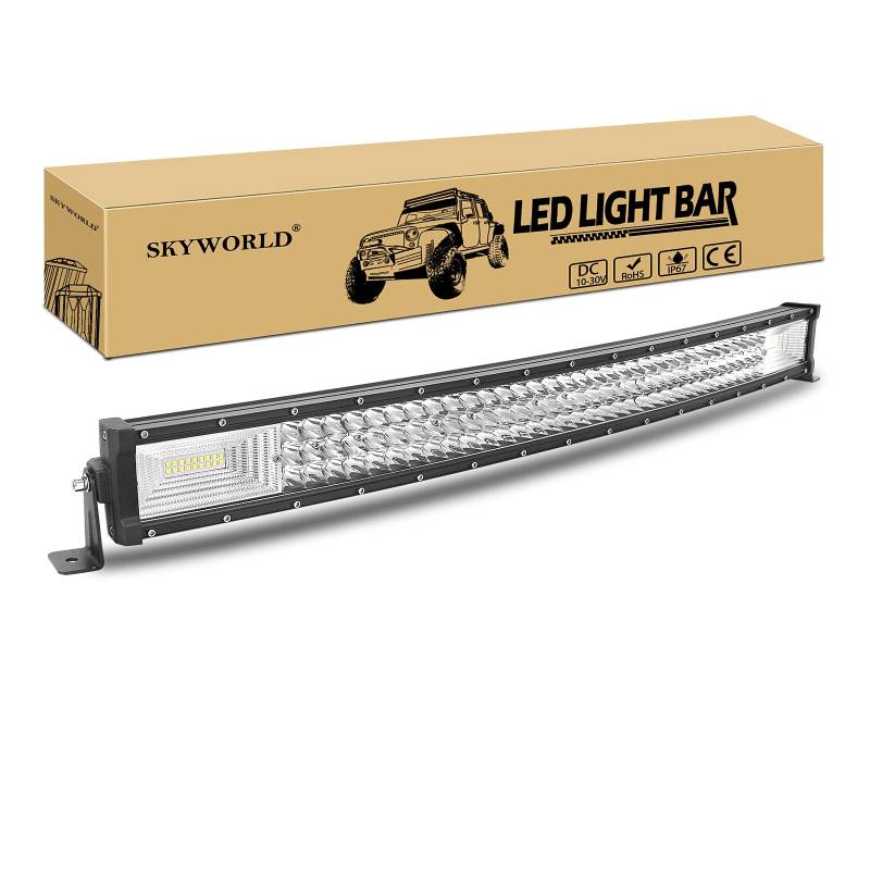 SKYWORLD LED Arbeitsscheinwerfer Bar, 32 Zoll 405W Gebogen LED Lichtleiste Flutlicht Reflektor Combo Arbeitslicht Zusatzscheinwerfer für Auto Offroad Traktor SUV UTV ATV 4x4 4WD 12V 24V von SKYWORLD