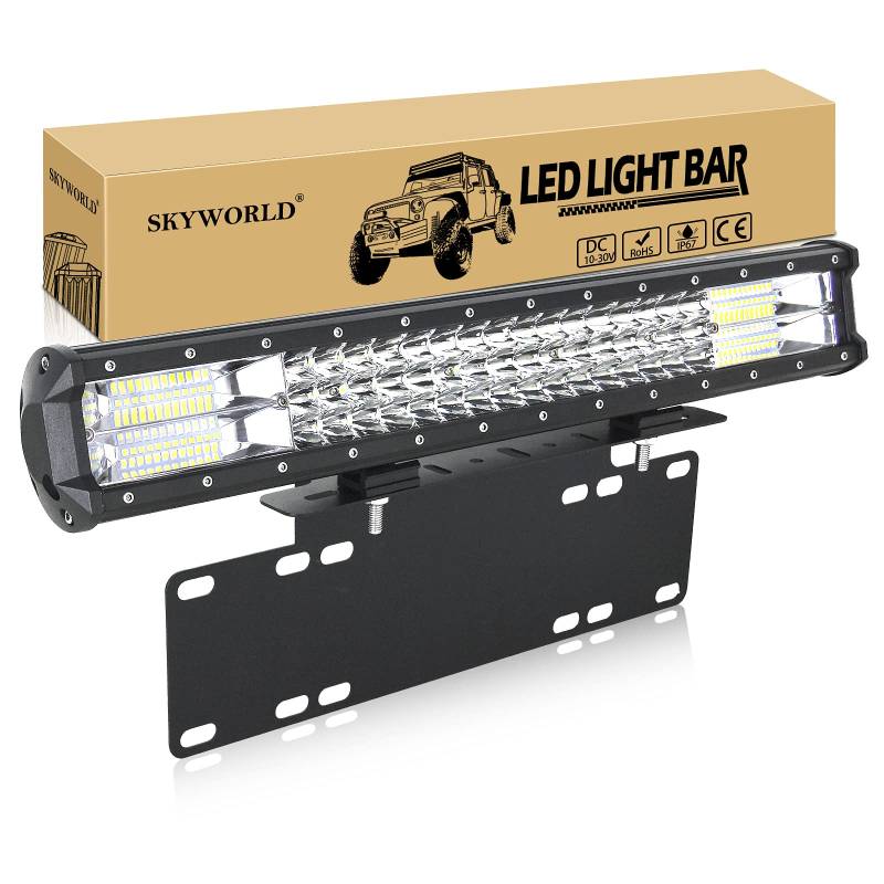 SKYWORLD LED Zusatzscheinwerfer, 50,8 cm 20 Zoll 288W LED Arbeitsscheinwerfer Bar Combo Reflektor Offroad Scheinwerfer Arbeitslicht mit Kennzeichenhalterung für UTV ATV SUV LKW Traktor von SKYWORLD