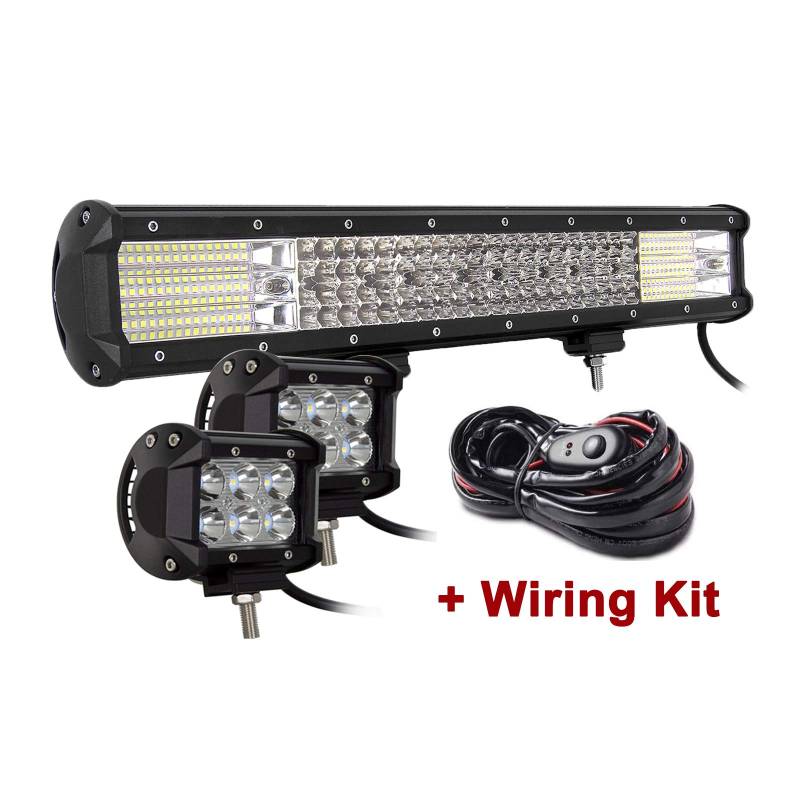 SKYWORLD LED Zusatzscheinwerfer, 50,8 cm 20 Zoll 510W LED Arbeitslicht Bar Spot Flutlicht Scheinwerfer, 2 X 18W Spot Offroad Scheinwerfer Arbeitslicht mit Kabelbaum für UTV ATV SUV LKW Traktor von SKYWORLD