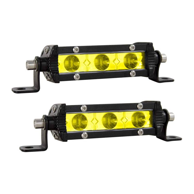 SKYWORLD Led Arbeitsscheinwerfer, 2 Stücke 4 Zoll 15W einreihige LED Lichtleiste Low Profile Spot Scheinwerfer für Auto Offroad PKW LKW Anhänger 4x4 SUV ATV Rückfahrscheinwerfer Gelb von SKYWORLD