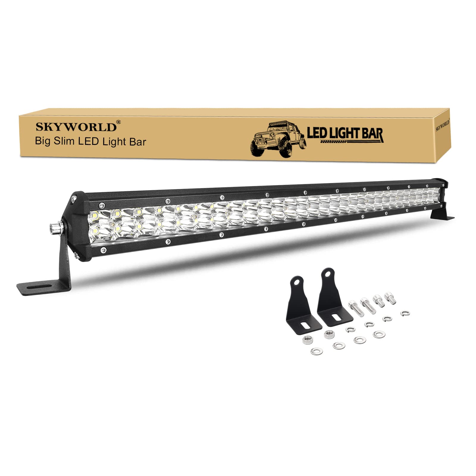 SKYWORLD Led Arbeitsscheinwerfer Bar 24" 61CM 180W Strahler Led Scheinwerfer 12V 24V Offroad Zusatzscheinwerfer Auto Rückfahrscheinwerfer Led Wasserdicht für 4x4 Traktor SUV LKW ATV von SKYWORLD