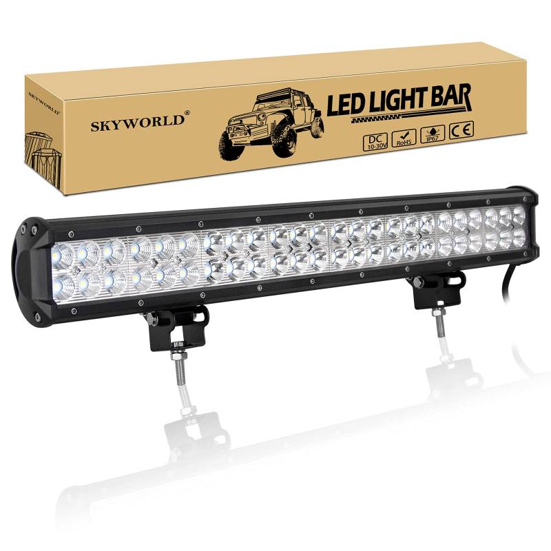 SKYWORLD 23 Zoll 59cm 144W Led Arbeitsscheinwerfer Bar, Led Bar Offroad Zusatzscheinwerfer Scheinwerfer 12V 24V Auto LED Arbeit Licht Bar Wasserdicht für SUV UTV ATV KFZ Traktor Truck 4x4 lightbar von SKYWORLD