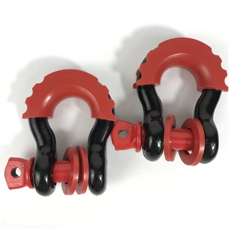 Abschleppschäkel Rostfreier 5/8 Zoll D-Ring-Schäkel mit Isolatoren und Unterlegscheiben, 19,5 Tonnen (42990 Pfund), maximale Bruchfestigkeit, 4x4-Abschlepphaken Abschleppseil(2pcs-Black red) von SLAHAJ