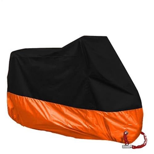 Outdoor Motorradabdeckung Ganzjährig staubdichter UV-schützender Outdoor-Indoor-Scooter 190T verschleißfestes Gewebe für Motorräder Fahrradzelt(Orange,2XL for 2101-2200mm) von SLAHAJ