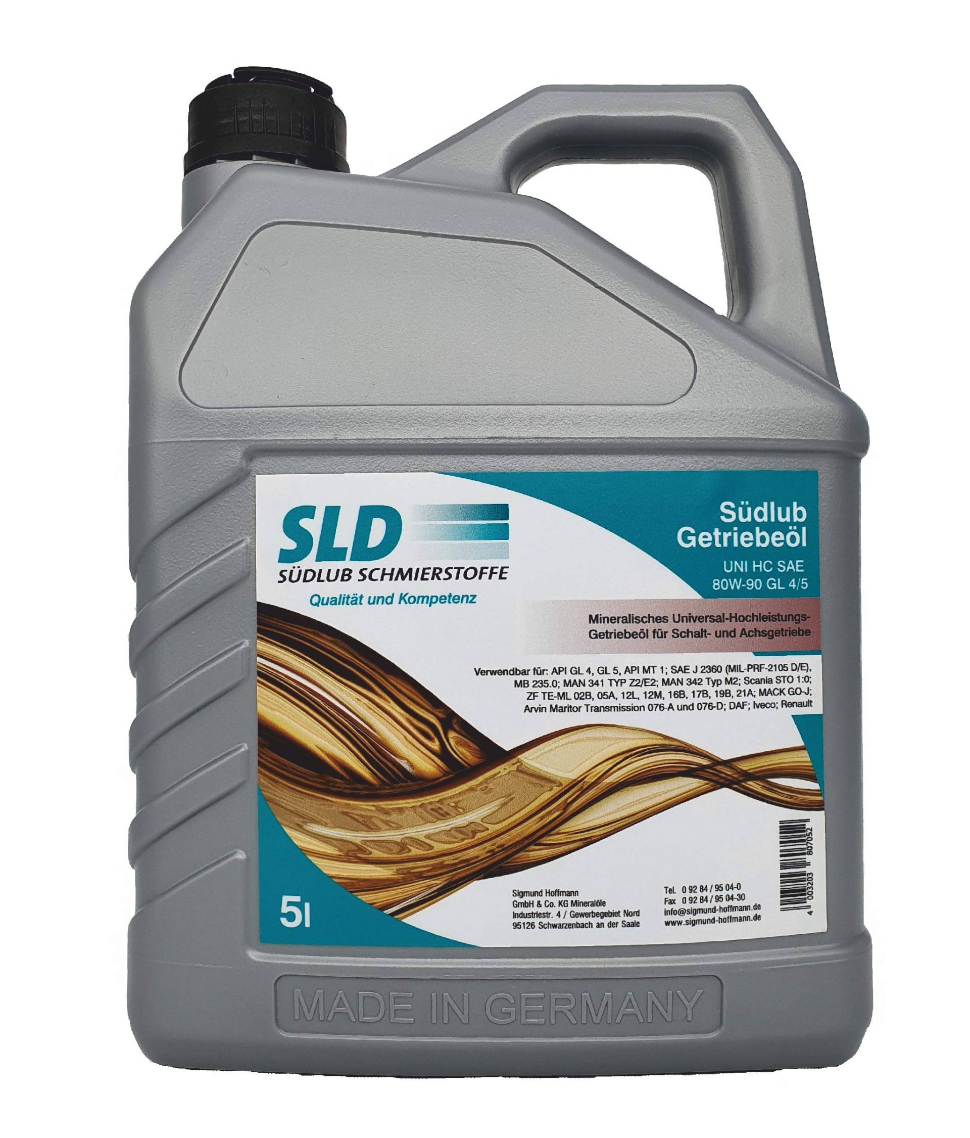 Südlub Getriebeöl Uni HC SAE 80W-90 G4/5L, 5 Liter von SLD Südlub Schmierstoffe