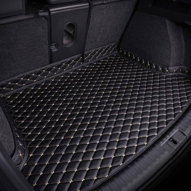 Auto Leder Kofferraummatten Kompatibel mit Renault Fluence 2009-2017,Kofferraummatte Bodenmatte Cargo Liner Trunk ​Mats Pads Styling Zubehör,Black Beige von SLGYS