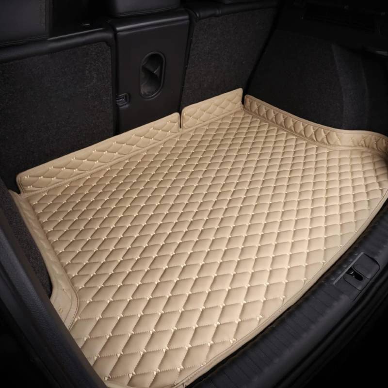 Auto Leder Kofferraummatten Kompatibel mit Renault Grand Scenic (5-Seater) 2018-2023,Kofferraummatte Bodenmatte Cargo Liner Trunk ​Mats Pads Styling Zubehör,2-Beige3- von SLGYS