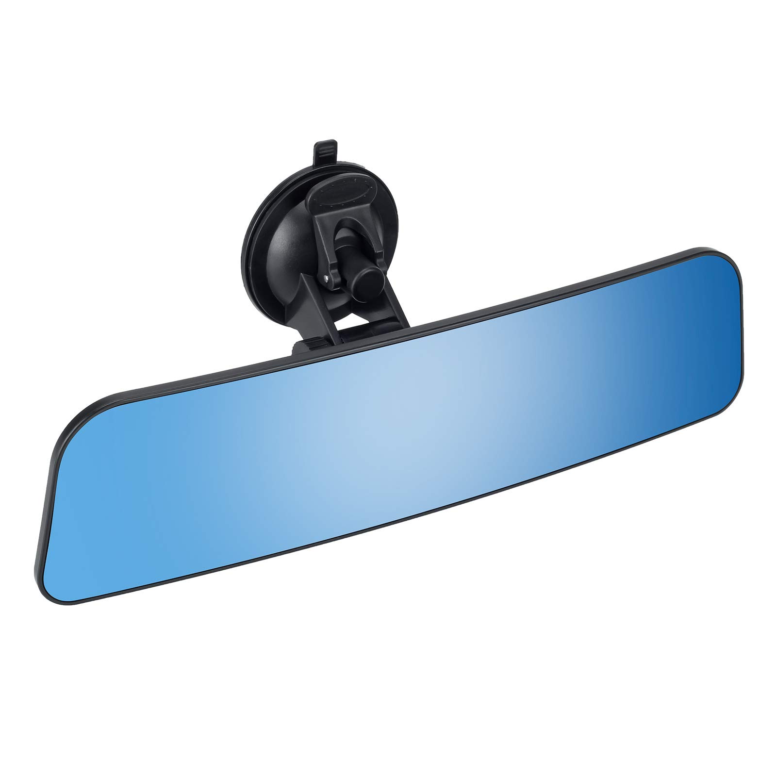 SLIIMU Auto Rückspiegel mit Saugnapf, 305mm Panorama Blendschutz Universal Innenspiegel, Blau Glas Large Vision Weitwinkel Gebogener Spiegel Montiert auf Windschutzscheibe für Car Auto Boat SUV Van von SLIIMU