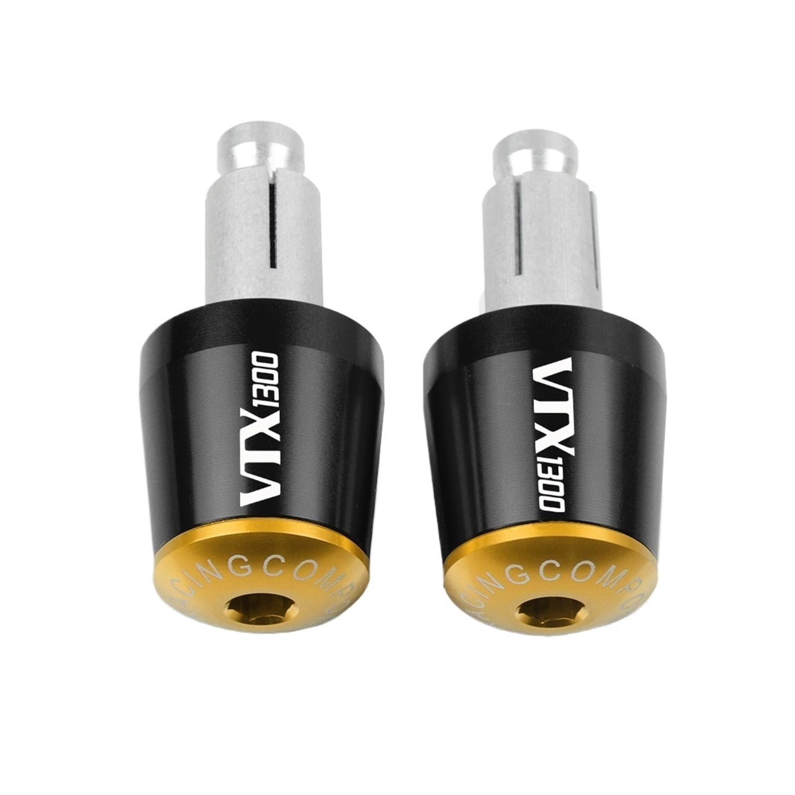 SLMPXSGH 22mm Motorrad Lenker Stecker Griff Bar End Griffe Kappe Für Honda VTX1300 VTX 1300 Retro VTX1300C VTX1300CX(Black-Gold) von SLMPXSGH