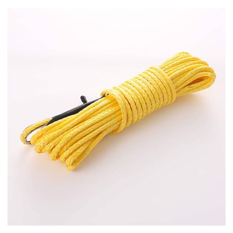 Windenseil, Synthetisches Windenseil-Kabelset 6 mm x 15 m (1/4'110 ') ATV-Zugseil, hochfestes Autoanhängerseil, ultrahochmolekulares Windenseil (rot 6 mm x 15 m)(Yellow6mmX15M) von SLSKO