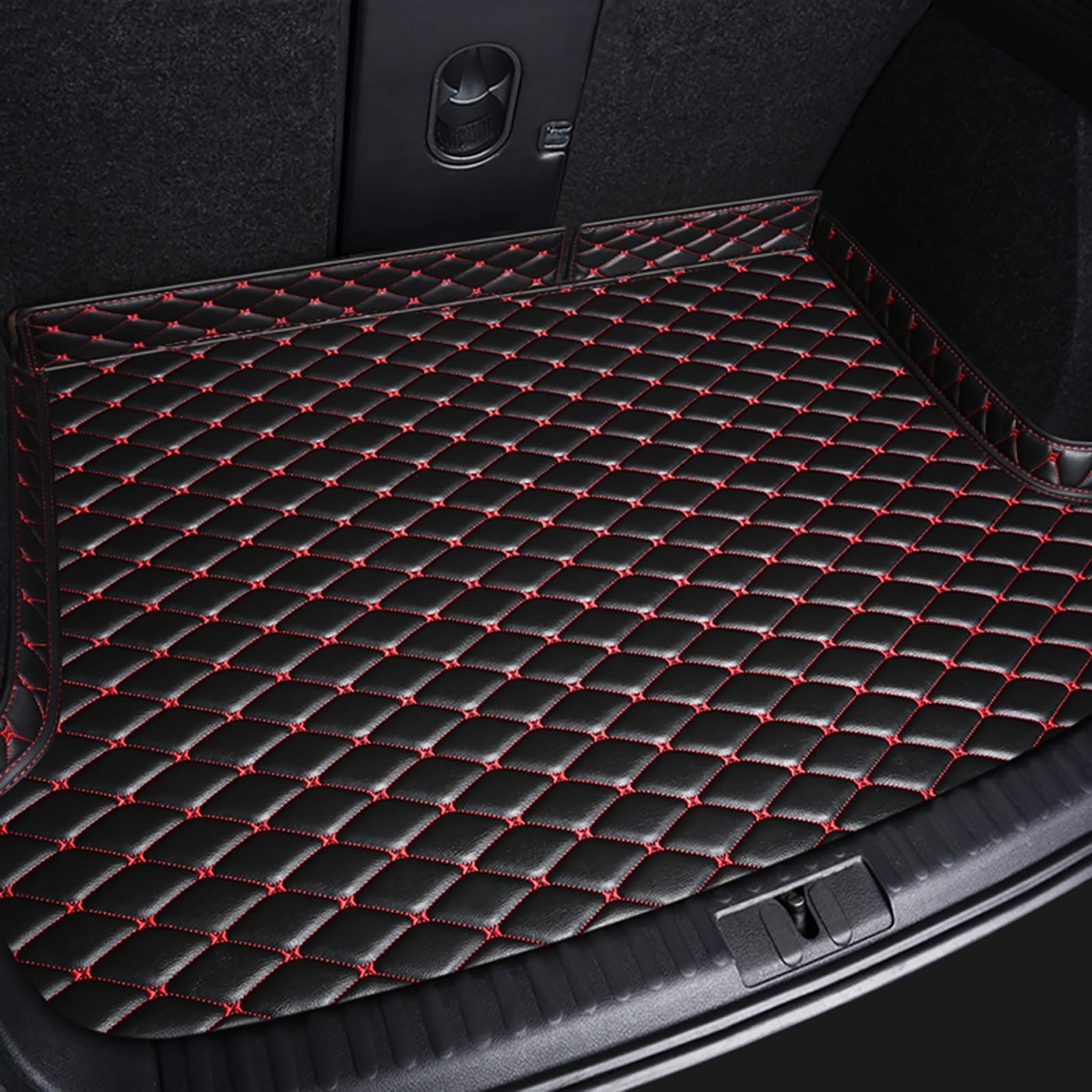 Auto Leder Kofferraummatte für Ford Ecosport 2018-2023 Kofferraum Schutzmatte Kofferraumschutz Interieur Zubehör, B-Black red von SLURF