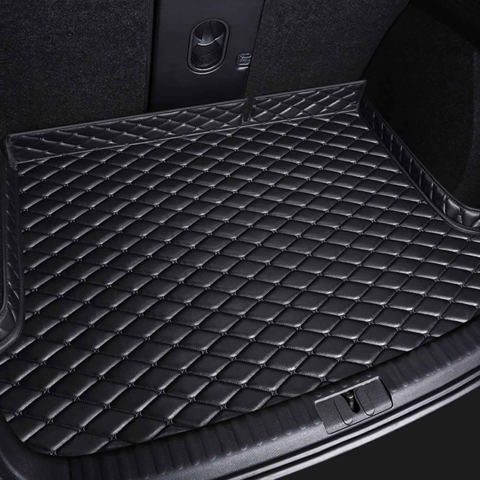 Auto Leder Kofferraummatte für Ford Ecosport 2018-2023 Kofferraum Schutzmatte Kofferraumschutz Interieur Zubehör,A-Black von SLURF