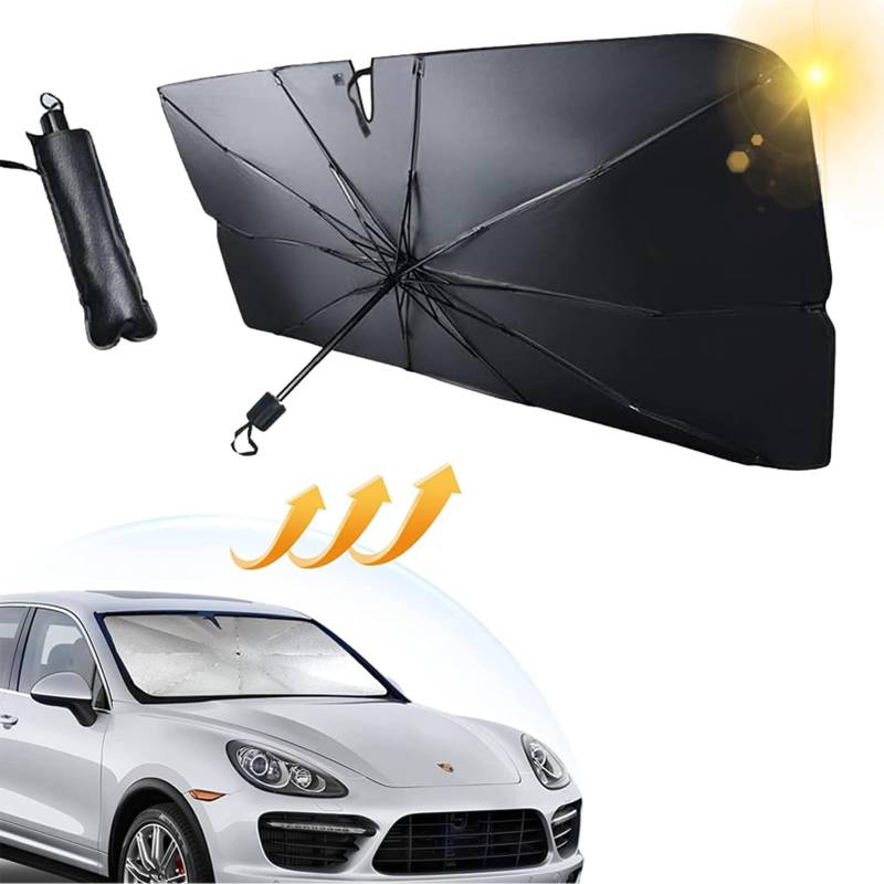 SLshiBo Sonnenschutz Auto Frontscheibe, Auto Frontscheibenabdeckung Innen, UV-Schutz & Hitzeblock, Tragbarer Faltbare Auto Windschutzscheibe Sonnenschirm Regenschirm für Meisten Auto & SUV (140×79cm) von SLshiBo