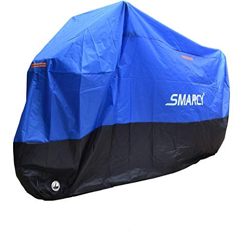 SMARCY® Motorradabdeckplane Motorradgarage Motorradabdeckung Wasserdicht Staubdicht Blau Schwarz XXL von SMARCY