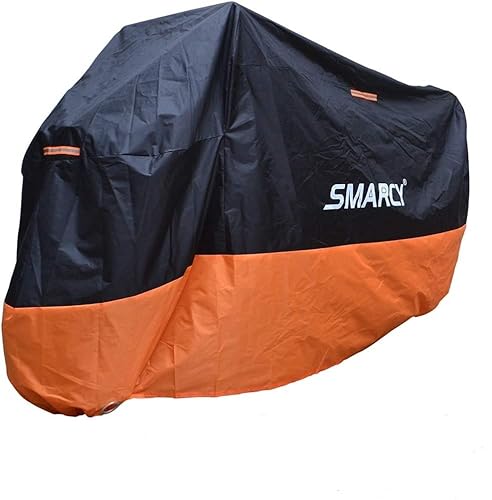 SMARCY Schutzhülle für Motorrad, Abdeckplane XXXL, Motorradunterstand für den Außenbereich, Polyesterabdeckung für Motorrad, Scooter, Schwarz Orange, 295 x 110 x 140 cm von SMARCY