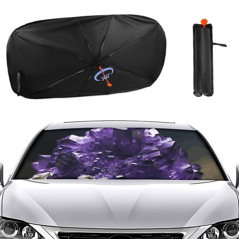 Auto Wind Sonnenschutz Faltbarer Kleinlaster Regenschirm Personalisiertes Lila Amethyst Gedrucktes Visier von SMAZDFXX