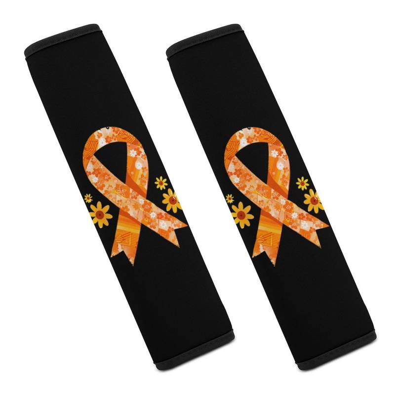 SMAZDFXX Awareness Orange Ribbon Autositz-Gurtpolster, weicher Auto-Sicherheitsgurtbezug, Sicherheitsgurt-Schulterpolster, Autozubehör, 2 Stück von SMAZDFXX